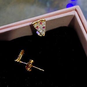 Pizza Earrings 🍕 925 Silver Plated with 18K Gold